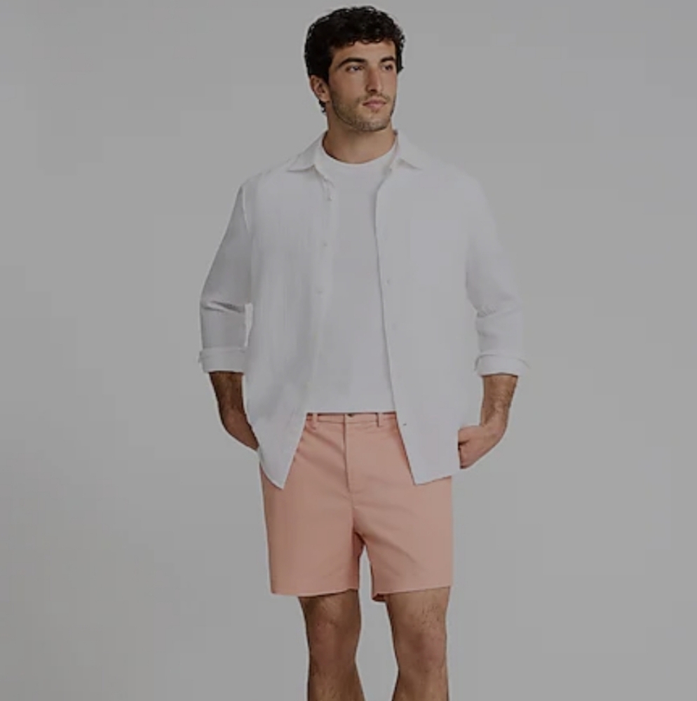 Express Men's Salmon Flat Front Stretch  Shorts Size 34
